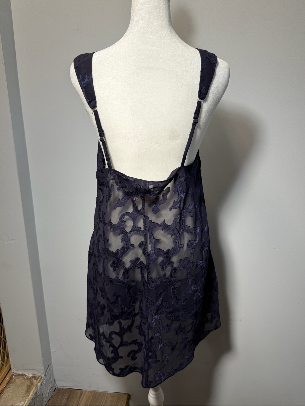 Vintage Victoria's Secret Gold Label Purple Sheer Babydoll Slip Nightie Burnout - Picture 3 of 6